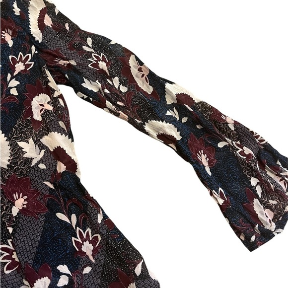 Lucky Brand Women’s Maya Print Peasant Top Sheer Long Sleeve - Picture 3 of 4